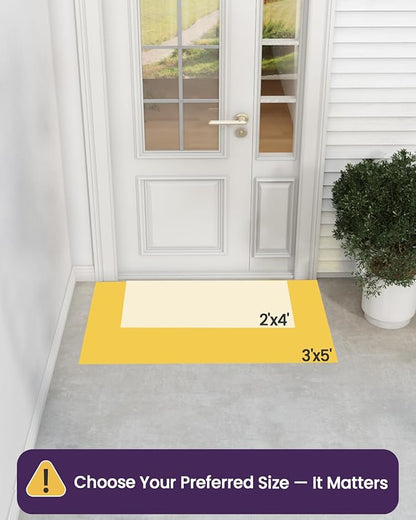 DEXI Front Door Mat Outside Entrance, Heavy Duty Non Slip Low Profile Doormat for Entryway, Trap Dirt and Moisture Welcome Mats, Easy Clean, Patio, Garage, 4x2, Grey