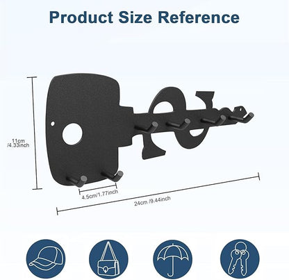PMMASTO Key Holder Wall Mounted, Key Hooks for Wall, Stainless Steel Black Key Organizer with 6 Hooks, Decor Rack for Entryway, Hallway, Garage, Mudroom, Office