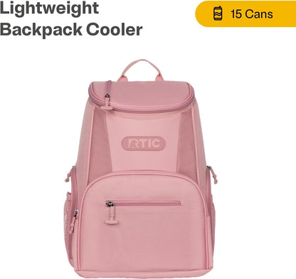 RTIC 15 Can Lightweight Backpack Cooler Soft Insulated Portable Bag for Lunch, Beach, Drink, Beverage, Travel, Camping, Picnic, Car, Hiking,