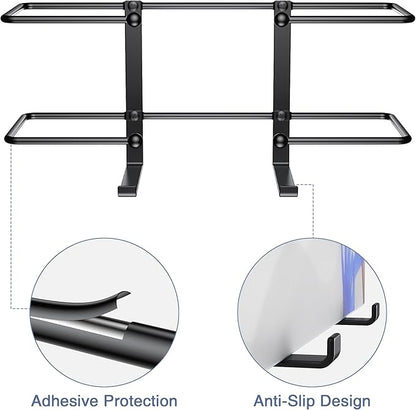 Glove Box Dispenser Wall Mount: Black Holder Organizer for Disposable Glove & Tissue Box - Organizer on Wall in Lab, Kitchen, Bathroom, Garage