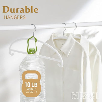 MIZGI 50 Pack White Velvet Hangers - No Shoulder Bumps, Heavy Duty Non-Slip Chrome Hooks for Jackets, Coats, Pants