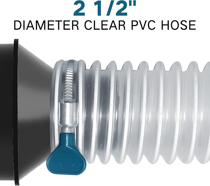 Heavy PVC Dust Collection Hose 2 1/2" x 20', Puncture Resistant PVC Dust Collection Hose with Carbon Steel Wire Coil for Woodworking, Workshops, Dust Collectors