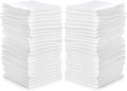 SIMPLI-MAGIC Cotton Washcloths White, 40 Pack, Size: 12”x12”