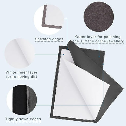 Phinus 3PCS Jewelry Cleaning Cloth, 10'' x 12'' Silver Polishing Cloth Jewelry, 100% Cotton Jewelry Cloth Polishing for Cleaning Gold, Diamonds, Platinum, Gemstones, Coins