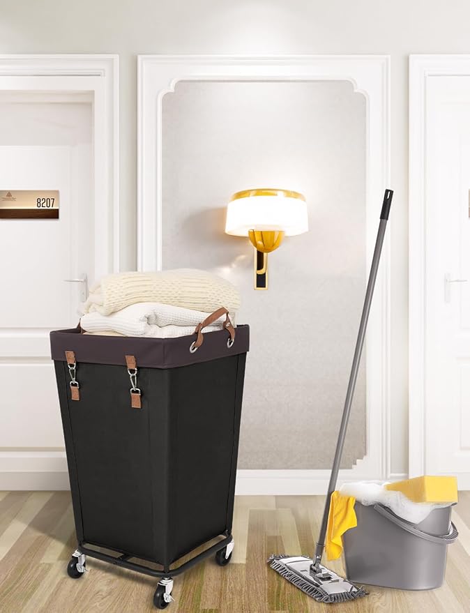 StorageWorks 160L Laundry Basket with Wheels, Large Rolling Hampers for Clothing Organizer, Dirty Clothes Basket for Hotel, Home, Closet, Dorm, Black