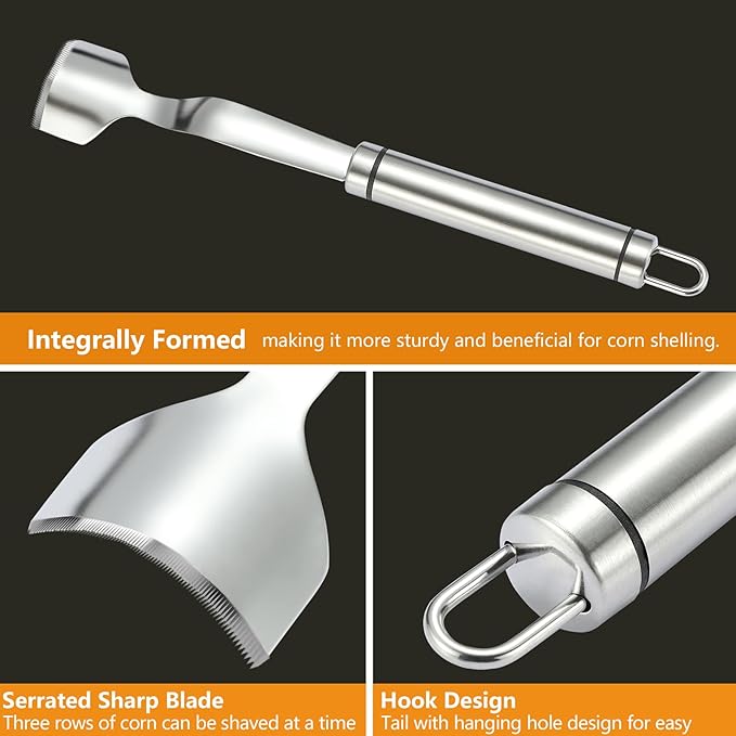 Corn Peeler Corn Cob Remover, Stainless Steel Corn Stripper Tool, Heavy Duty Kitchen Gadget for Removing Corn Kernels from Cobs