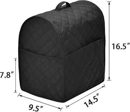 Stand Mixer Dust Cover with 3 Pockets Compatible with KitchenAid Tilt Head, Easy Cleaning,Can Ironable (Black, Fits for 6-8 Quart)