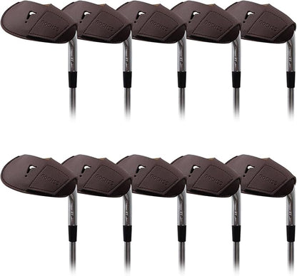 I Golf Iron Headcovers 10pcs PU Fit Both Right-Handed Clubs Golf Club Protector for Titleist Callaway Ping Taylormade Fit More Brands Golf Iron.
