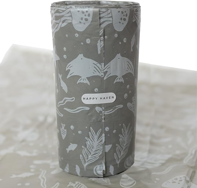 Happy Haven Trash Bags for 2,3,4 Gallon Trash Can, Small Garbage Bags - Bedroom & Bathroom, Decorative Cute Wastebasket Liner - 50 Count (Slate Seascape)