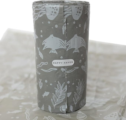Happy Haven Trash Bags for 2,3,4 Gallon Trash Can, Small Garbage Bags - Bedroom & Bathroom, Decorative Cute Wastebasket Liner - 50 Count (Slate Seascape)