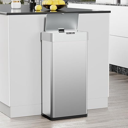 TLSUNNY 21.1 Gallon Motion Sensor Trash Can,Touchless Automatic Garbage Can,Brushed Stainless Steel Smart Bin,with Bag Holder,Soft Close Lid,for Kitchen,Office,RV,Bedroom,Living Room (Silver, 80L)