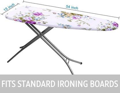 Ironing Board Cover and Pad 15x54 Inch Standard Ironing Board Cover with Elastic Edge and Hook and Loop Fasteners Scorch and Stain Resistant Cotton Ironing Covers