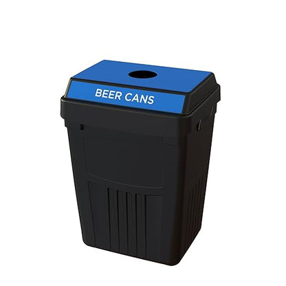 Flex E Bin FX50A-BK1-BC-BE, Made from Recycled Plastic. Indoor and Outdoor Sturdy Beer Can Receptacle | Includes Handles and Clear Signage Vented Design for Bag Removal - 50 Gallons, Black