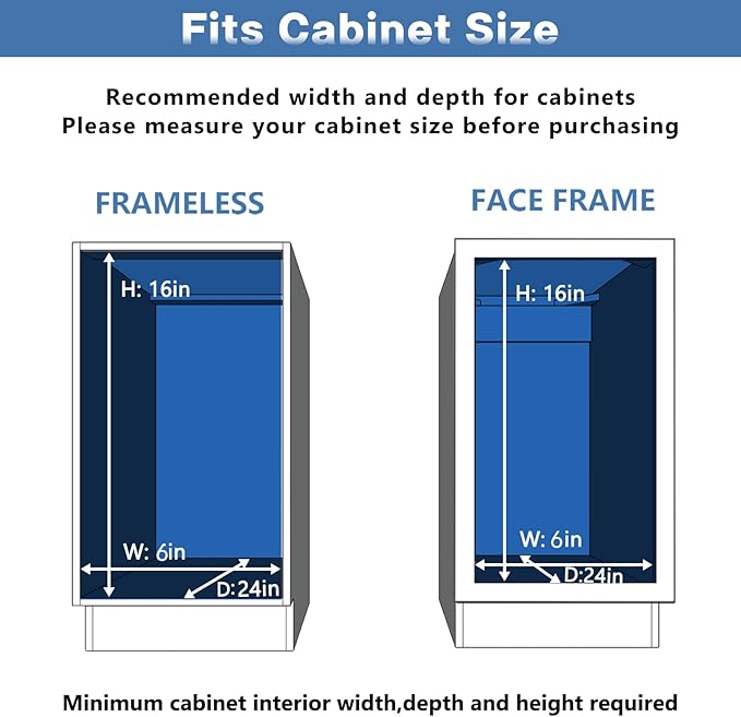 LOVMOR 2 Tier 5½" W x 21½" D, Individual Pull Organizer Kitchen Cabinet Storage Sliding Shelves