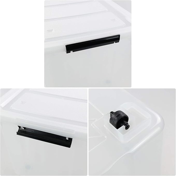Bringer 70 Qt Latching Plastic Storage Containers with Lids, Clear Large Storage Box with Wheels
