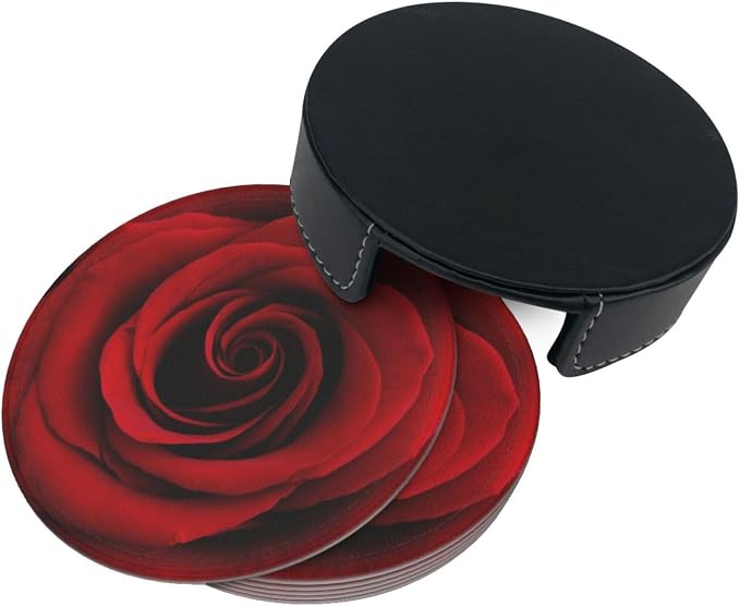 Drink Coasters with Holder Stand Set of 6