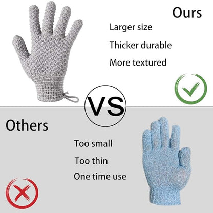 Bath Exfoliating Gloves - 2 Pairs of Lengthened and Large Scrubbing Gloves for Shower, Spa, and Massage - Perfect for Exfoliating Body, Face, Hands, and Feet(2 paris gary)