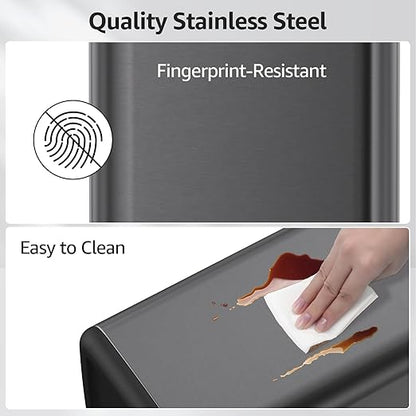Mbillion 4Gal/15L Open top Trash Can with Removable Inner Bucket Small Waste Basket Stainless Steel Metal Trash Can for Bathroom Office,Brushed Black