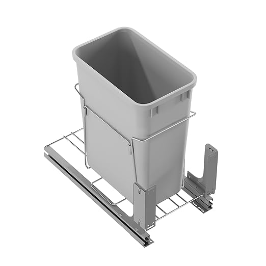 Dowell B15 Aluminum Base Wastebasket Pullout with Door Mount and 35Qt/9Gal Plastic Bin (4012 0115+35)