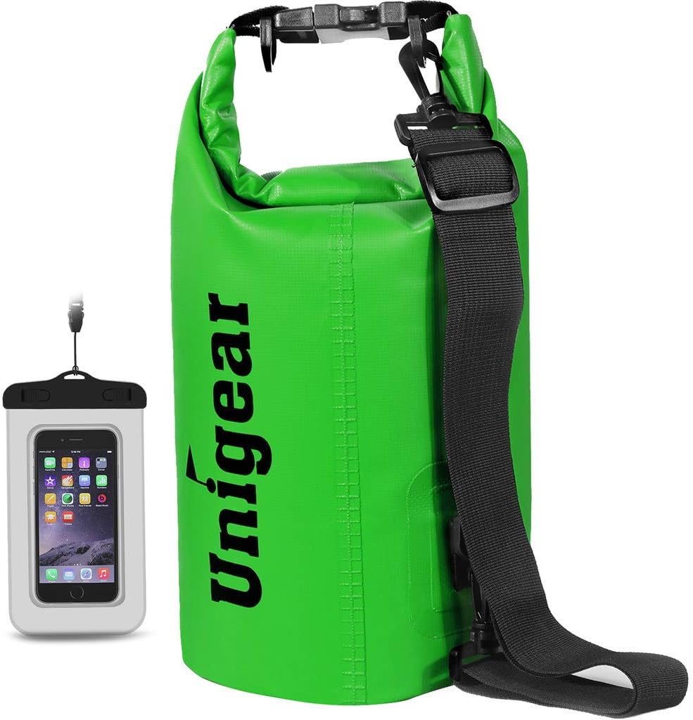 Unigear Dry Bag Waterproof, 2L/5L/10L/20L/30L/40L Floating and Lightweight Bags for Kayaking, Boating, Fishing, Swimming and Camping with Waterproof Phone Case