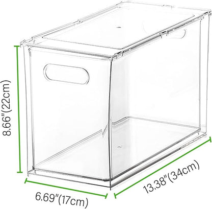 shopwithgreen Refrigerator Organizer and Storage Bins with Pull-out Drawer, Stackable Clear Fridge Drawer Organizer with Handle Design, Plastic Kitchen Pantry Storage Containers, 1Pack, 9.5QT
