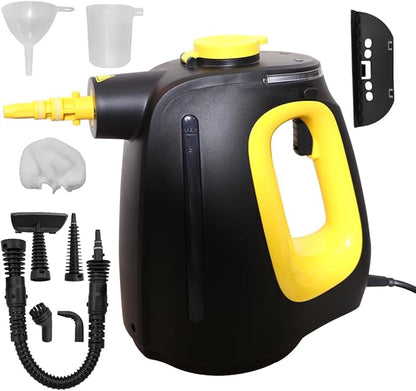 Handheld Steam Cleaner 1350W High Power with 9 Piece with Safety Lock Multi-Purpose Steamer for Home Use Multi-Surface Natural Steam Cleaner for Furniture,Upholstery, Car, Floor