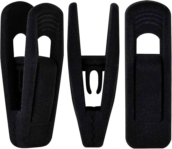 Black Velvet Hangers Clips 20 PCS, Non-Slip Velvet Clips for Suit Pant Skirt Hanger, Strong Finger Clips Perfect for Thin Flocking Hangers