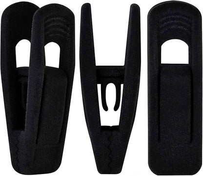 Black Velvet Hangers Clips 20 PCS, Non-Slip Velvet Clips for Suit Pant Skirt Hanger, Strong Finger Clips Perfect for Thin Flocking Hangers