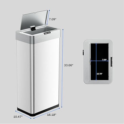 TLSUNNY 21.1 Gallon Motion Sensor Trash Can,Touchless Automatic Garbage Can,Brushed Stainless Steel Smart Bin,with Bag Holder,Soft Close Lid,for Kitchen,Office,RV,Bedroom,Living Room (Silver, 80L)