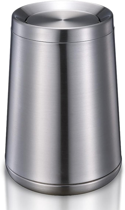 Household Swing Bathroom Trash Can，Brushed Stainless Steel，10 L/3 Gallen，Garbage Can with Flipping Lid， for Indoor or Commercial Use, Kitchen,Modern，Living Room,Bedroom