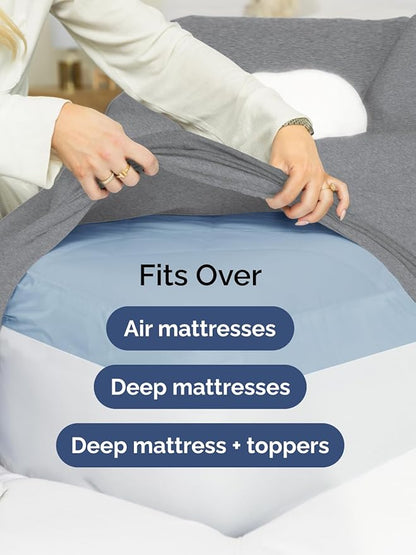 Extra Deep Pocket Twin Sheets - 3 Piece Breathable & Cooling Bed Sheets - Hotel Luxury Sheet Set - Soft, Wrinkle Free & Comfy - Easily Fits Extra Deep Mattresses - Deep Pocket Heathered Grey Sheets