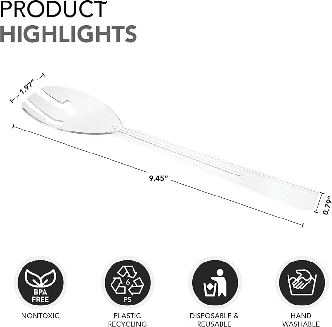 Party Essentials Plastic Party Buffet Serving Utensils Kit, Spoons/Forks/Tongs