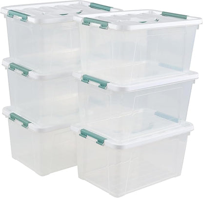 6-Pack Clear Latch Storage Box, 14 L Plastic Storage Bin