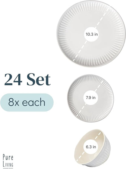 24 Piece Stoneware Dinnerware Set