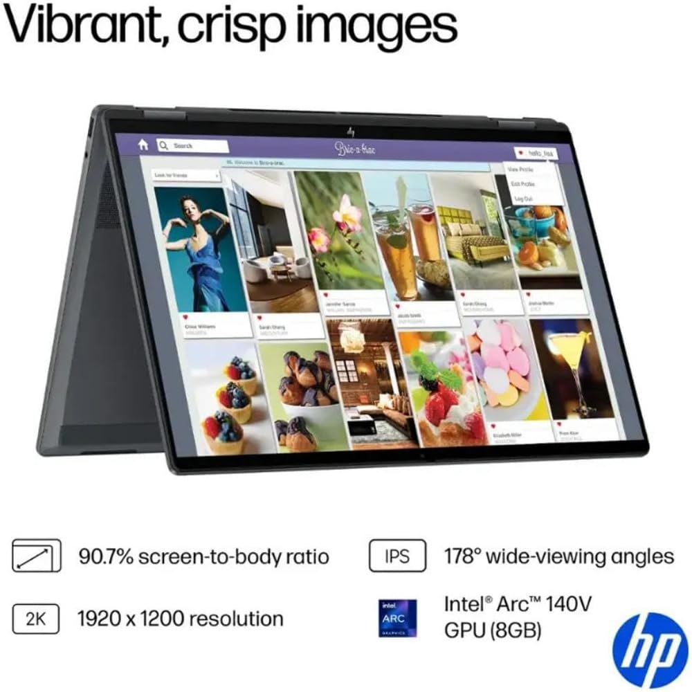 HP OmniBook X Flip 16 2-in-1 Laptop: 16" FHD+ Touchscreen, Intel Core Ultra 7 (NPU 47 Tops), 16GB RAM, 1TB SSD, Intel Arc 140V GPU, Copilot+ PC, Eclipse Gray, W/Pen Accessories, Windows 11