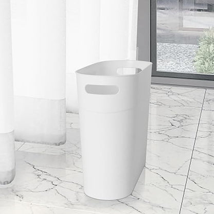 2 Pack 3.2 Gallon Plastic Trash Cans for Bathroom, Small Waste Bins with Handles, Compact Garbage Containers for Narrow Spaces, Recycle Wastebaskets for Office, Kitchen, Bedroom, Living Room (white)