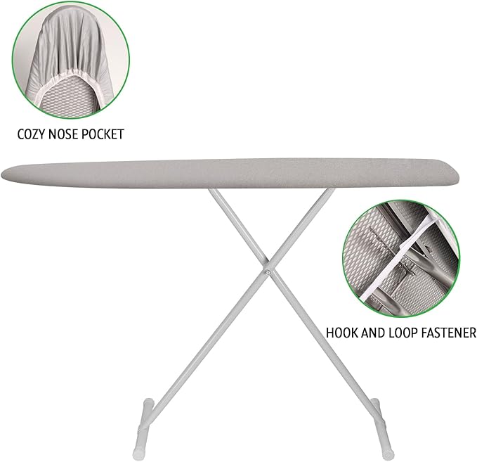 Ironing Board Cover and Pad 15x54 Inch Standard Ironing Board Cover with Elastic Edge and Hook and Loop Fasteners Scorch and Stain Resistant Cotton Ironing Covers with Thick Padding