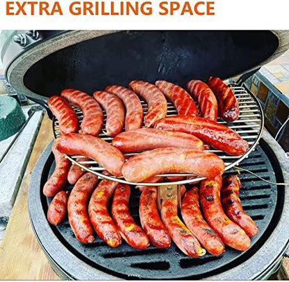 BBQ Future Grill Expander Rack for Big Green Egg Large & XL, Kamado Joe Classic Ceramic Grill, Char-Griller 18" Akorn, Weber Kettle Grill – Stainless Steel Cooking Grate & Grill Rack for Gas Grills