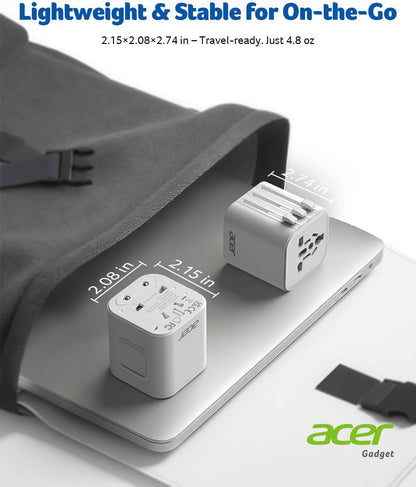 Acer US to Europe Plug Adapter, Universal Travel Adapter, International Power Adapter for USA to Europe UK France Germany Spain Ireland Australia (Type C/G/A/I),White