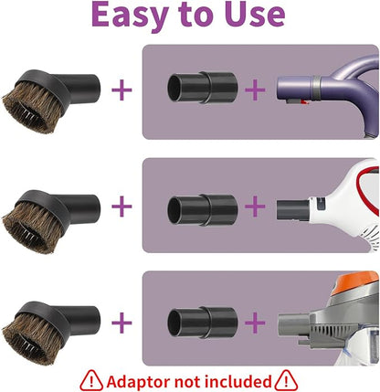 2Pcs 25mm Soft Horsehair Vacuum Dusting Brush, Universal Vacuum Brush Attachments for Shark Vacuum Cleaner and Shop Vac Vacuum and for Most Household Vacuum Cleaners Accessories
