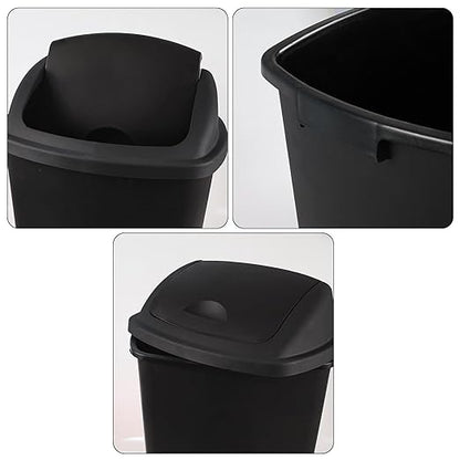 18 Gallon 4-Pack Large Garbage Can with Swing Lid, Commercial Plastic Swing Top Trash Bins, Black