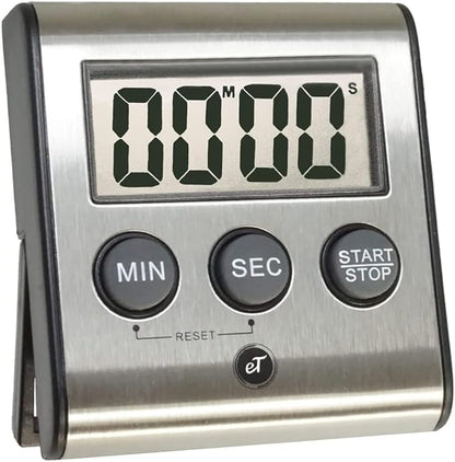 Elegant Digital Kitchen Timer - Stainless Steel Model eT-23, Super Strong Magnetic Back, Loud Alarm, Large Display, Auto Memory, Auto Shut-Off by eTradewinds