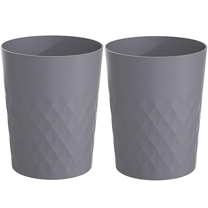 1.8 Gallon Small Trash Can 2 Pack Bathroom Garbage Can Waste Basket Recycling Bin for Dorms Bedrooms Offices Kitchens, Grey