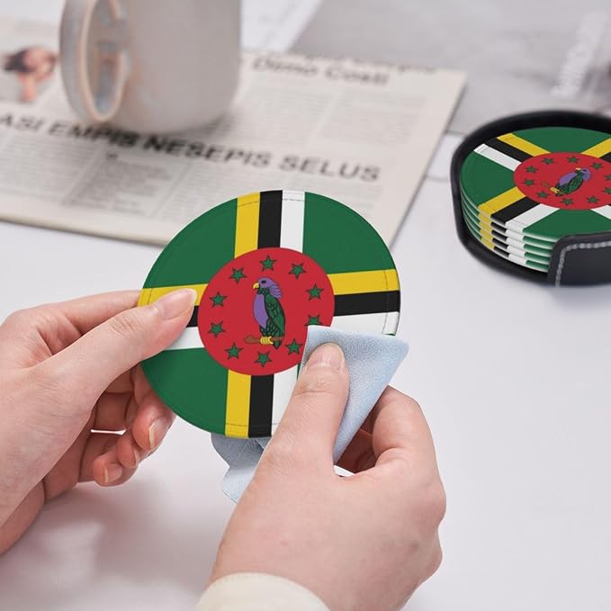 Dominica Flag Coasters for Drinks