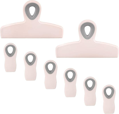 COOK WITH COLOR Bag Clips - Heavy Duty Chip Clip and Refrigerator Magnet Clips for Food Storage with Air Tight Seal Grip, Pink, Pack of 8