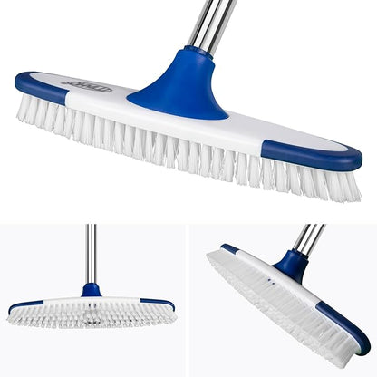 ITTAHO Floor Scrub Brush with Long Handle - 53" Deck & Grout Cleaner Brush Set for Tile, Marble, Stone, Bathroom, Patio, Garage, Deck & Floor Cleaning