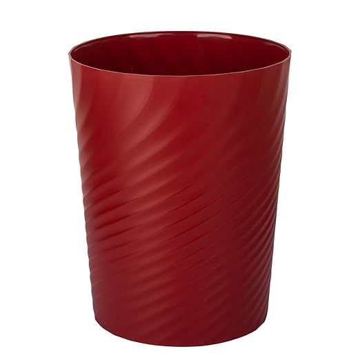 UUJOLY Plastic Small Trash Can Wastebasket, Garbage Container Basket for Bathrooms, Laundry Room, Kitchens, Offices, Kids Rooms, Dorms, (Red, 1.8 Gallon)