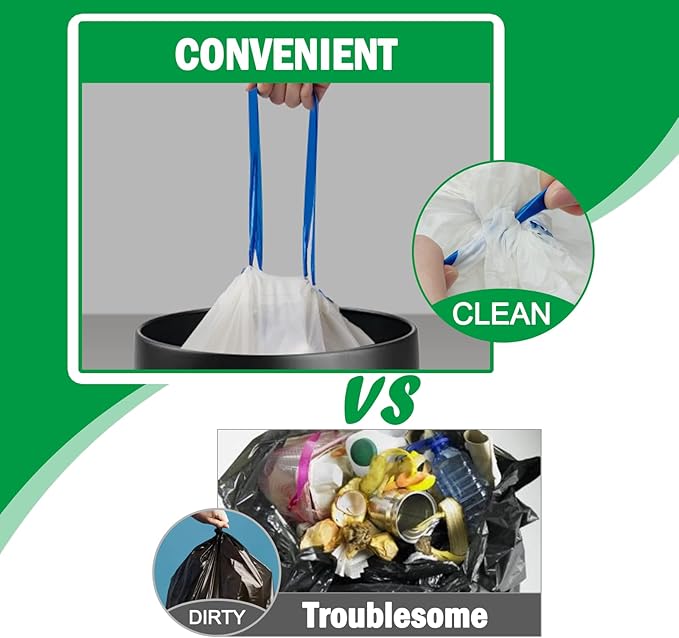 8 Gallon Compostable Trash Bags, 100 Count Drawstring Trash Bags Biodegradable, Heavy Duty Extra Thick Compost Bags, Kitchen Food Scrap Waste Bag, US BPI and OK Compost Home Certified