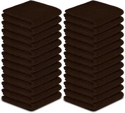 Softolle 100% Cotton Washcloths 60 Pack (12x12 Inches) Soft, Highly Absorbent Washcloth, Face Towels, Wash Cloths for Face, Ring Spun, Bulk Pack (Brown)