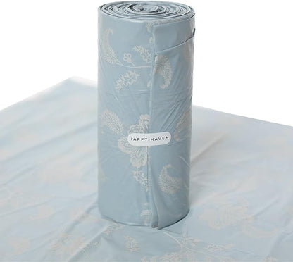 Happy Haven Bathroom Trash Bags for 2,3,4 Gallon Trash Can, Small Garbage Bags - Bedroom & Bathroom, Decorative Cute Wastebasket Liner - 50 Count (Light Blue Botanical)